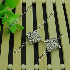 Beads. Fashion Zinc Alloy jewelry findings. Lead-free. Square 12mm. Sold by Bag 