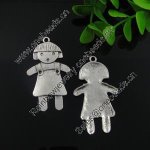 Pendant. Fashion Zinc Alloy Jewelry Findings. Lead-free. girl 27x48mm. Sold by Bag 