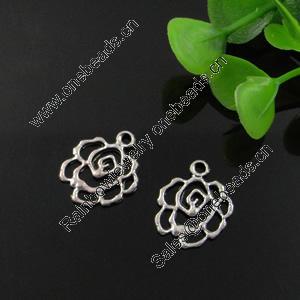 Pendant. Fashion Zinc Alloy Jewelry Findings. Lead-free. Flower 17x10mm. Sold by Bag 
