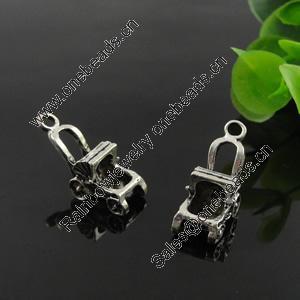 Pendant. Fashion Zinc Alloy Jewelry Findings. Lead-free. cart 23.5x9mm. Sold by Bag