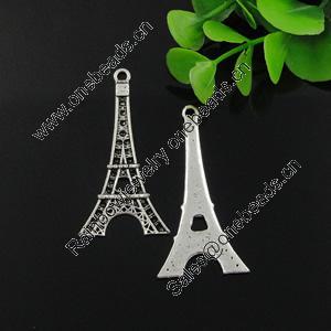 Pendant. Fashion Zinc Alloy Jewelry Findings. Lead-free. Tower 49x20.5mm. Sold by Bag
