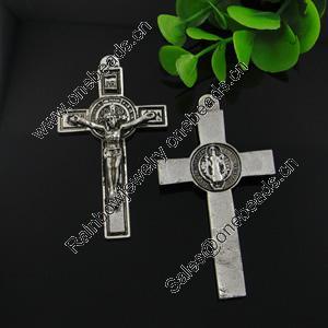 Pendant. Fashion Zinc Alloy Jewelry Findings. Lead-free. Cross 72x40.5mm. Sold by Bag 