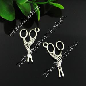 Pendant. Fashion Zinc Alloy Jewelry Findings. Lead-free. Scissors 26x15mm. Sold by Bag