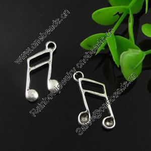 Pendant. Fashion Zinc Alloy Jewelry Findings. Lead-free. musical note 26x13mm. Sold by Bag