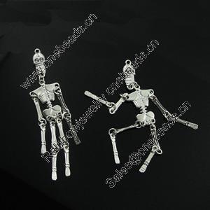 Pendant. Fashion Zinc Alloy Jewelry Findings. Lead-free. skeleton 97x22mm. Sold by Bag