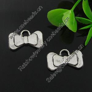 Pendant. Fashion Zinc Alloy Jewelry Findings. Lead-free. Bowknot 19x11.5mm. Sold by Bag