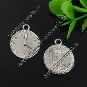 Pendant. Fashion Zinc Alloy Jewelry Findings. Lead-free. Flat Round 19x18mm. Sold by Bag 