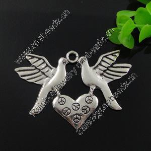 Pendant. Fashion Zinc Alloy Jewelry Findings. Lead-free. Animal 46x68mm. Sold by Bag