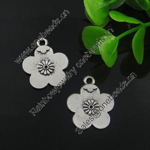 Pendant. Fashion Zinc Alloy Jewelry Findings. Lead-free. Flower 18x21mm. Sold by Bag