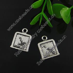 Pendant. Fashion Zinc Alloy Jewelry Findings. Lead-free. Square 7.5x7.5mm. Sold by Bag