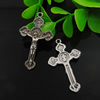 Pendant. Fashion Zinc Alloy Jewelry Findings. Lead-free. Cross 37x22mm. Sold by Bag
 