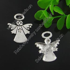 Pendant. Fashion Zinc Alloy Jewelry Findings. Lead-free. Angel 25x30.5mm. Sold by Bag