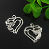 Pendant. Fashion Zinc Alloy Jewelry Findings. Lead-free. Heart 21x19.5mm. Sold by Bag
