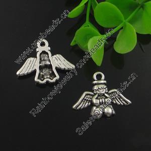 Pendant. Fashion Zinc Alloy Jewelry Findings. Lead-free. Angel 21x21mm. Sold by Bag