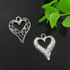 Pendant. Fashion Zinc Alloy Jewelry Findings. Lead-free. Heart 24x24mm. Sold by Bag