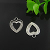 Pendant. Fashion Zinc Alloy Jewelry Findings. Lead-free. Heart 29.5x16.20mm, Inner dia:12.5x13mm. Sold by Bag