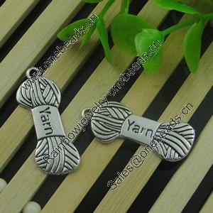 Pendant. Fashion Zinc Alloy Jewelry Findings. Lead-free. Yarn 30.5x12mm, Sold by Bag