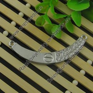 Connector with Crystal Beads . Fashion Zinc Alloy Jewelry Findings. Lead-free. 70x10mm. Sold by PC