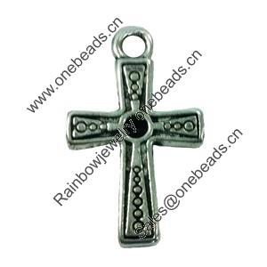 Pendant. Fashion Zinc Alloy jewelry findings. Lead-free. Cross 10x27mm. Sold by Bag