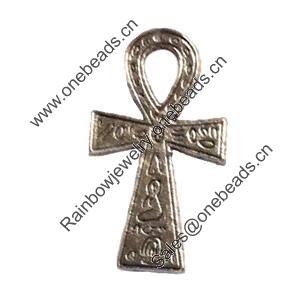 Pendant. Fashion Zinc Alloy jewelry findings. Lead-free. Cross 38x22mm. Sold by Bag