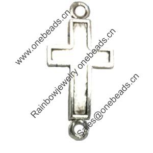 Connector. Fashion Zinc Alloy jewelry findings. Lead-free. Cross20x42mm. Sold by Bag