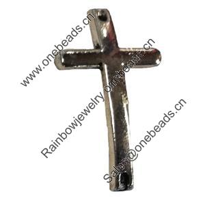 Connector. Fashion Zinc Alloy jewelry findings. Lead-free. Cross 23x13mm. Sold by Bag