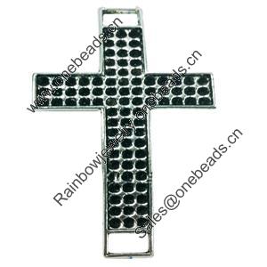 Connector. Fashion Zinc Alloy jewelry findings. Lead-free. Cross 58x32mm. Sold by PC