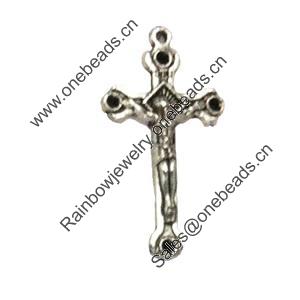 Pendant. Fashion Zinc Alloy jewelry findings. Lead-free. Cross20x40mm. Sold by Bag