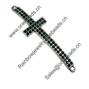 Connector. Fashion Zinc Alloy jewelry findings. Lead-free. Cross 55x15mm. Sold by Bag