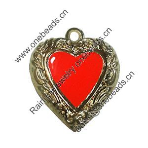 Zinc Alloy Enamel Pendant. Fashion jewelry findings. Lead-free. Heart 20x17mm. Sold by Bag 