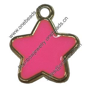 Zinc Alloy Enamel Pendant. Fashion jewelry findings. Lead-free. Star 15mm. Sold by Bag 