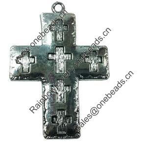 Pendant. Fashion Zinc Alloy jewelry findings. Lead-free. Cross 59x39mm. Sold by pc