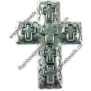 Pendant. Fashion Zinc Alloy jewelry findings. Lead-free. Cross 55x40mm. Sold by PC