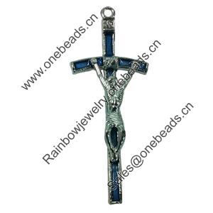 Pendant. Fashion Zinc Alloy jewelry findings. Lead-free. Cross 55x20mm. Sold by PC