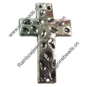Connector. Fashion Zinc Alloy jewelry findings. Lead-free. Cross 52x31mm. Sold by Bag