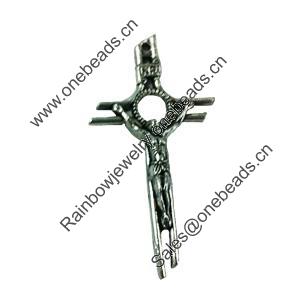 Pendant. Fashion Zinc Alloy jewelry findings. Lead-free. Cross 53x28mm. Sold by Bag