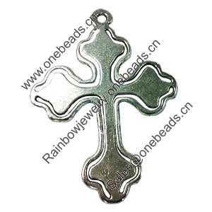 Pendant. Fashion Zinc Alloy jewelry findings. Lead-free. Cross 73x49mm. Sold by PC