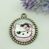 Zinc Alloy Enamel Pendant. Fashion jewelry findings. Lead-free. Flat Round 30x34.5mm. Sold by PC