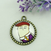 Zinc Alloy Enamel Pendant. Fashion jewelry findings. Lead-free. Flat Round 30x34.5mm. Sold by PC
