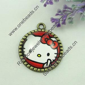 Zinc Alloy Enamel Pendant. Fashion jewelry findings. Lead-free. Flat Round 30x34.5mm. Sold by PC