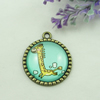 Zinc Alloy Enamel Pendant. Fashion jewelry findings. Lead-free. Flat Round 30x34.5mm. Sold by PC
