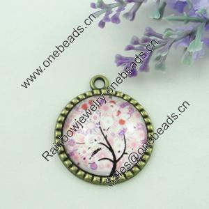 Zinc Alloy Enamel Pendant. Fashion jewelry findings. Lead-free. Flat Round 30x34.5mm. Sold by PC