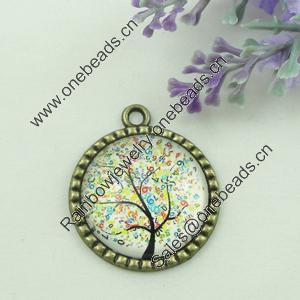 Zinc Alloy Enamel Pendant. Fashion jewelry findings. Lead-free. Flat Round 30x34.5mm. Sold by PC