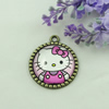 Zinc Alloy Enamel Pendant. Fashion jewelry findings. Lead-free. Flat Round 30x34.5mm. Sold by PC
