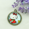 Zinc Alloy Enamel Pendant. Fashion jewelry findings. Lead-free. Flat Round 30x34.5mm. Sold by PC
