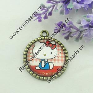 Zinc Alloy Enamel Pendant. Fashion jewelry findings. Lead-free. Flat Round 30x34.5mm. Sold by PC