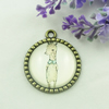 Zinc Alloy Enamel Pendant. Fashion jewelry findings. Lead-free. Flat Round 30x34.5mm. Sold by PC