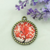 Zinc Alloy Enamel Pendant. Fashion jewelry findings. Lead-free. Flat Round 30x34.5mm. Sold by PC