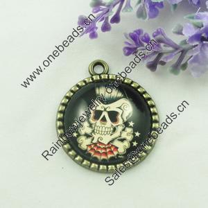 Zinc Alloy Enamel Pendant. Fashion jewelry findings. Lead-free. Flat Round 30x34.5mm. Sold by PC