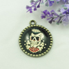 Zinc Alloy Enamel Pendant. Fashion jewelry findings. Lead-free. Flat Round 30x34.5mm. Sold by PC